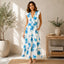 J. Crew tiered ruffle blue floral midi dress
