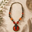 Boho Amber & Bronze Statement Pendant Necklace