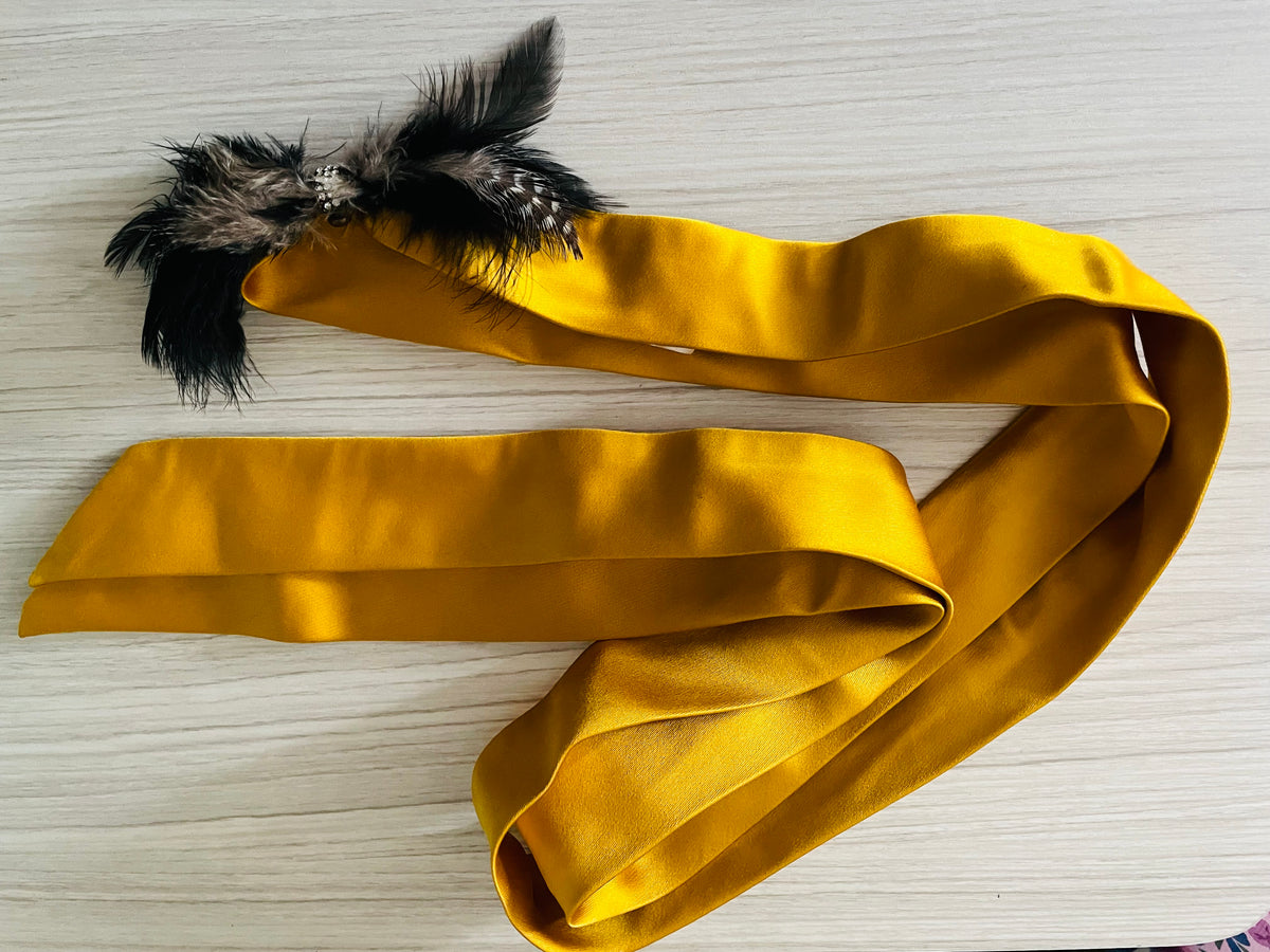 J.Crew feather and rhinestone silk sash belt