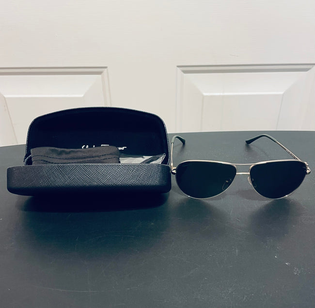 Salvatore Ferragamo Gold Metal Gancini Hinge Aviator Sunglasses With Hard Case Main Image