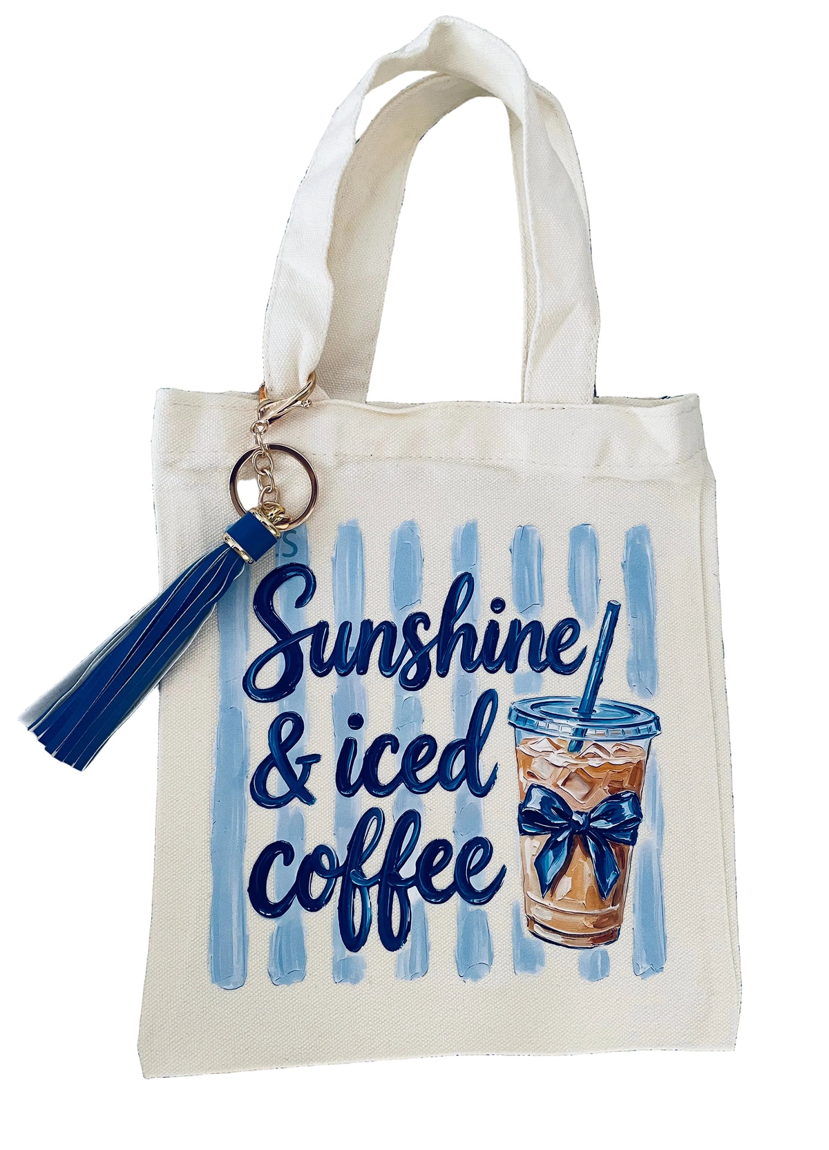 Sunshine & iced coffee small canvas tote bag ￼