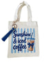 Sunshine & iced coffee small canvas tote bag ￼