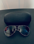 Salvatore Ferragamo Gold Metal Gancini Hinge Aviator Sunglasses With Hard Case - view 3