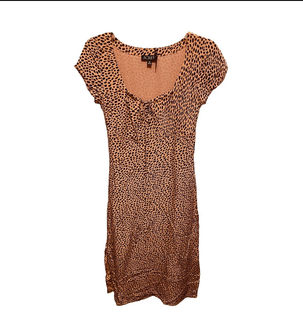 J.Crew tan and leopard midi dress ￼