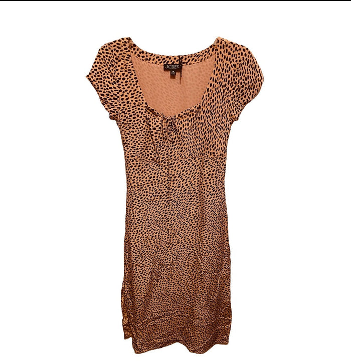 J.Crew tan and leopard midi dress ￼