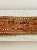 Vintage brown leather belt with California silver buckle medallion￼