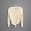 Anthropologie cream ribbed front tie sweater