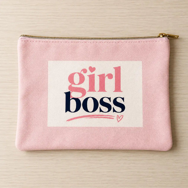 Girl boss pink canvas pouch Hover Image