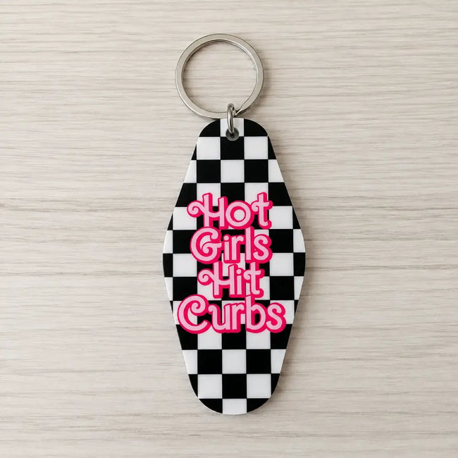 Hot girls hit curbs keychain Hover Image