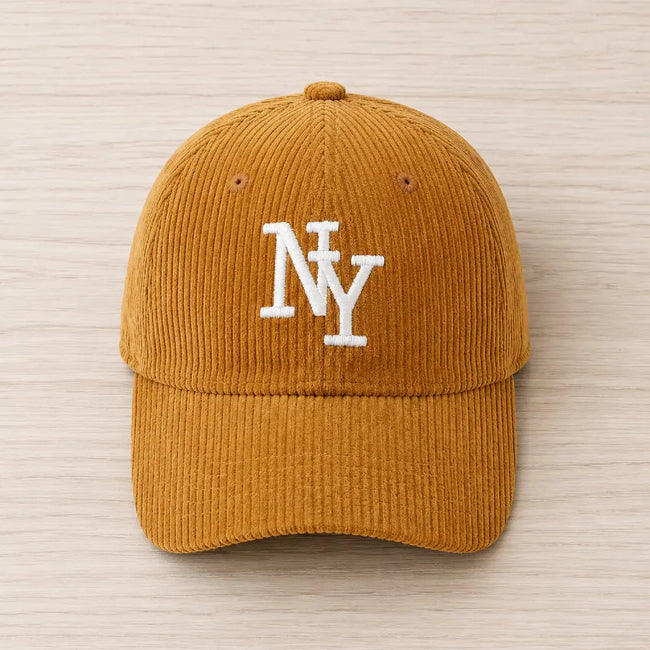 Tan corduroy NY hat Hover Image