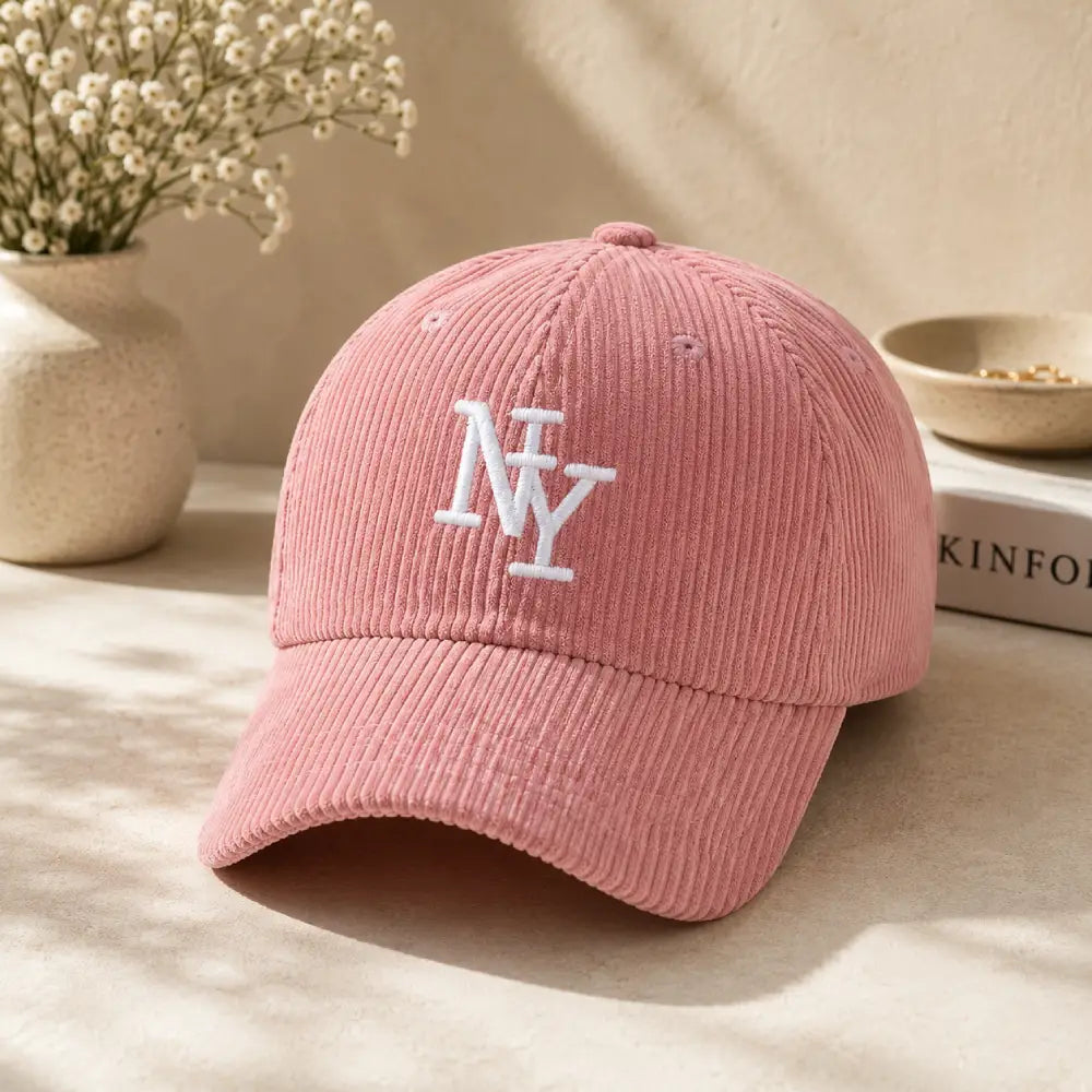 Pink Corduroy NY Hat