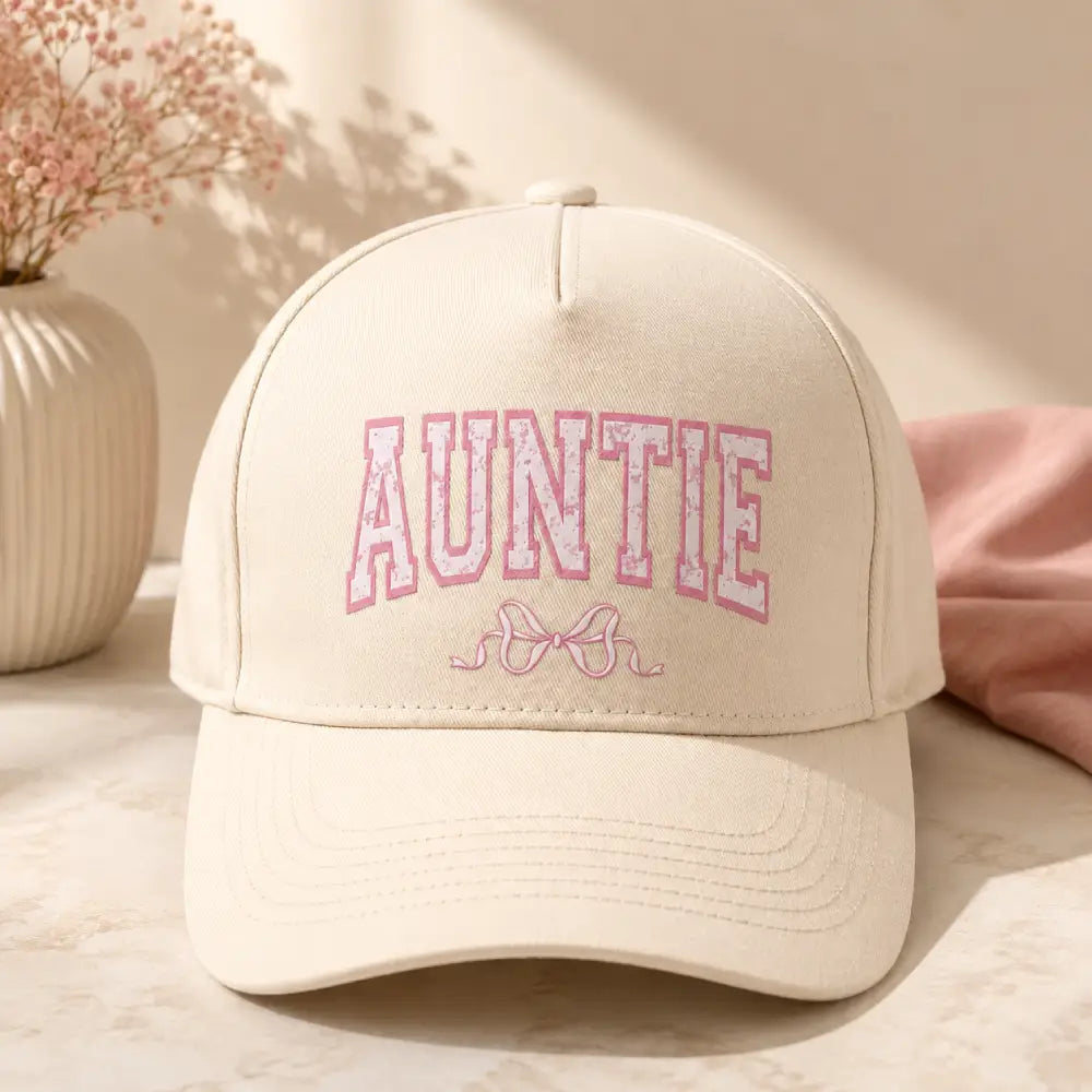 Beige Auntie Hat in Pink Floral