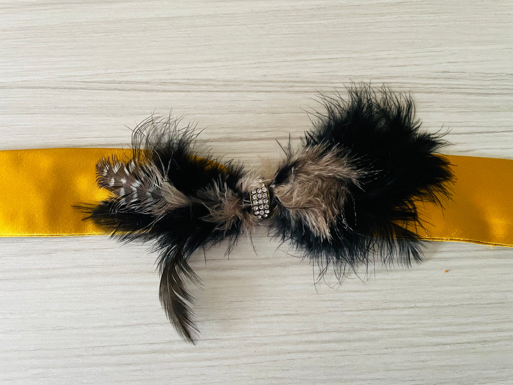 J.Crew feather and rhinestone silk sash belt