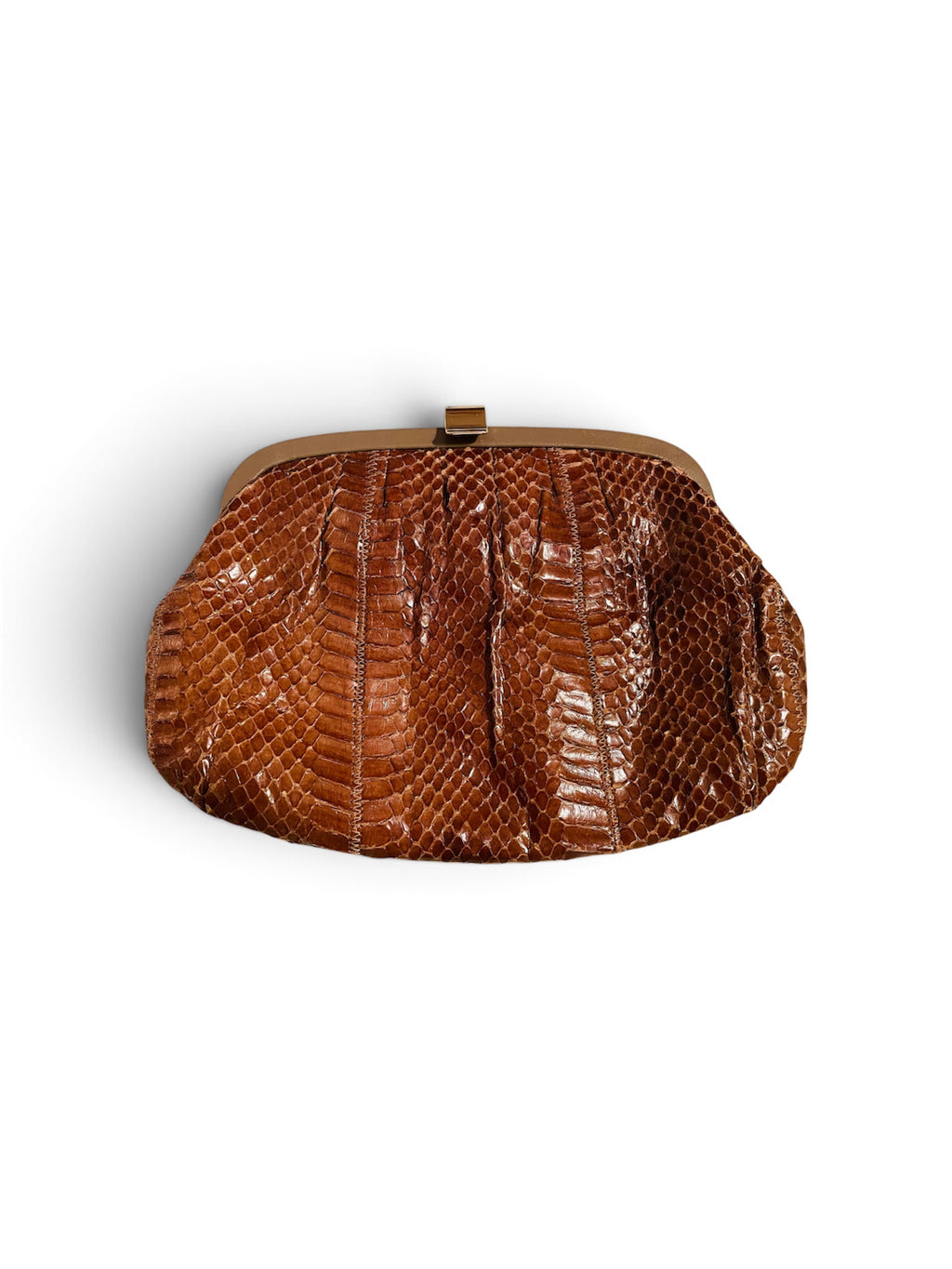 Vintage brown snakeskin clutch ￼