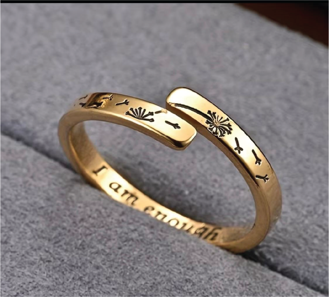 "I Am Enough" Dandelion Ring — Gold