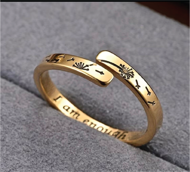 "I Am Enough" Dandelion Ring — Gold Hover Image
