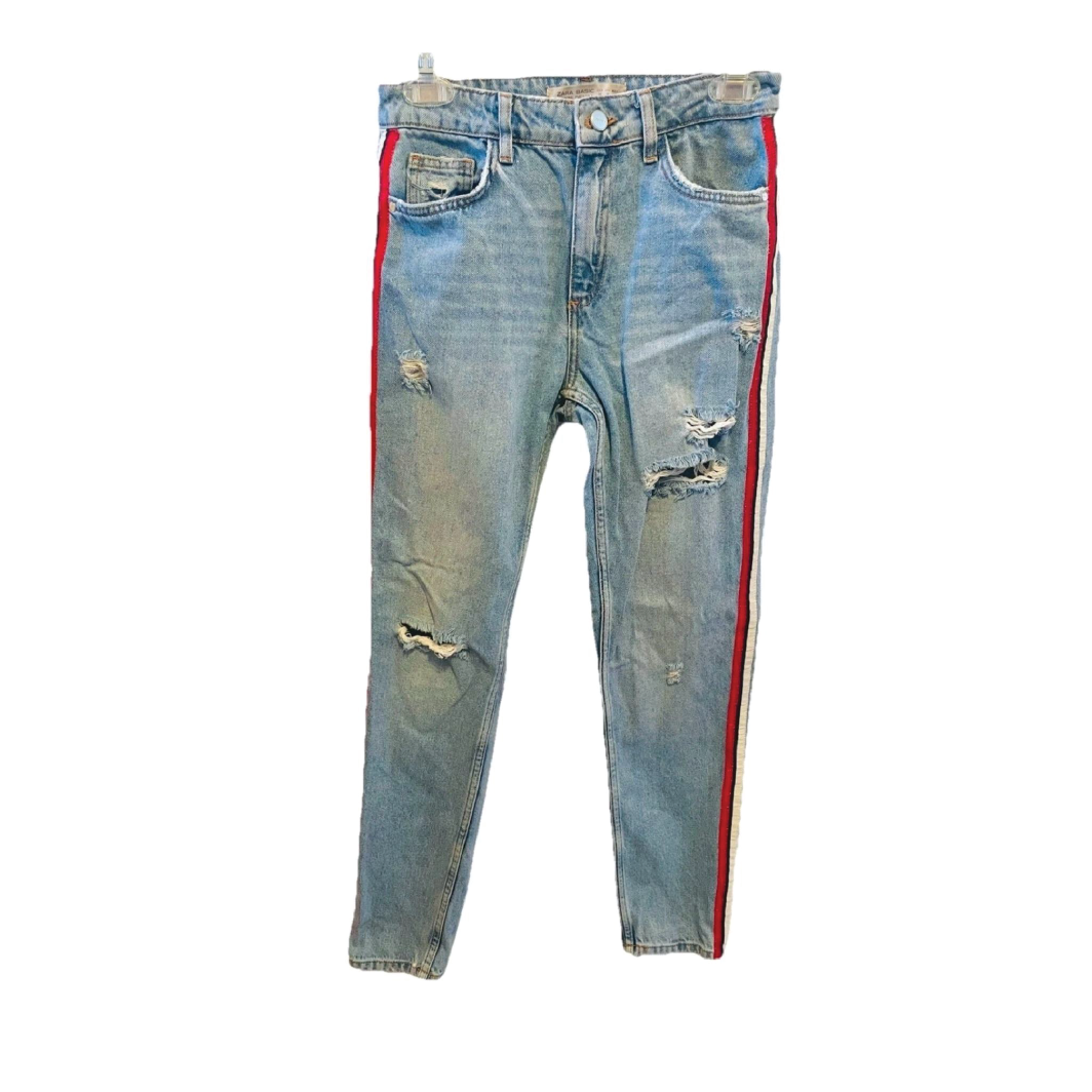 Zara Side-Stripe Distressed Jeans