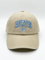 Beige Auntie Hat in Blue Floral