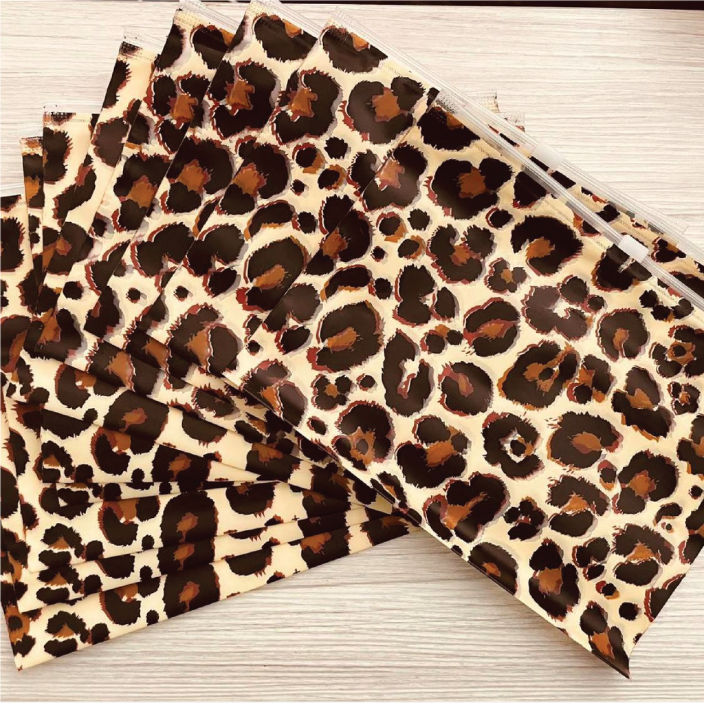 Recycled plastic zip pouches