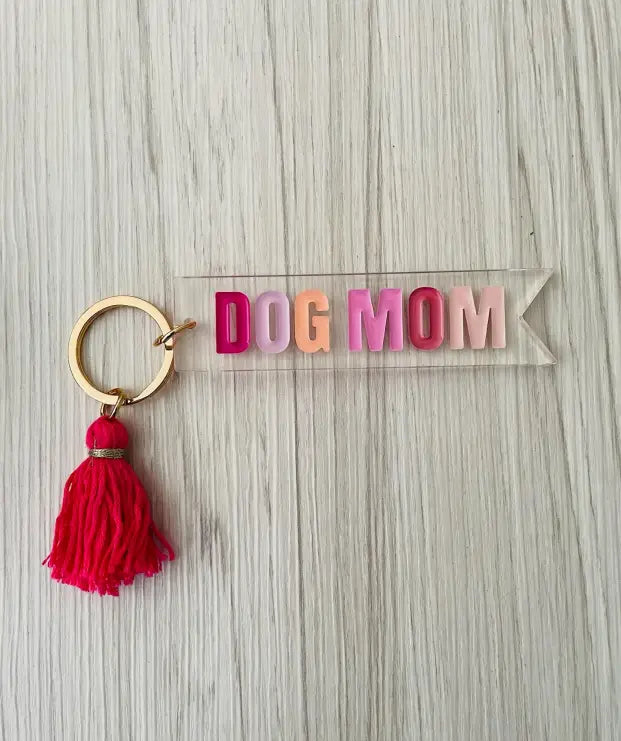 Dog and Cat Mom Acrylic Tassle Keychains